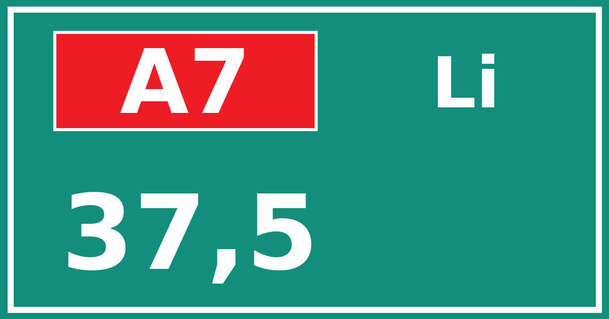 Hectometerbord A7 37,5 zijde Li