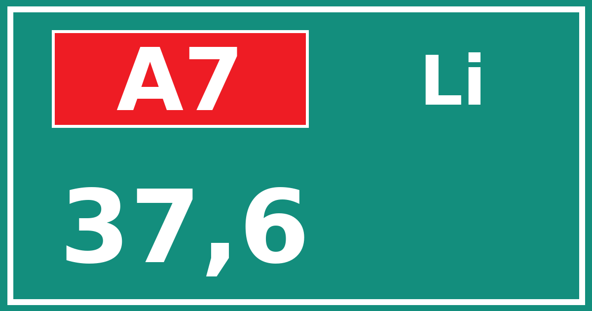 Hectometerbord A7 37,6 zijde Li