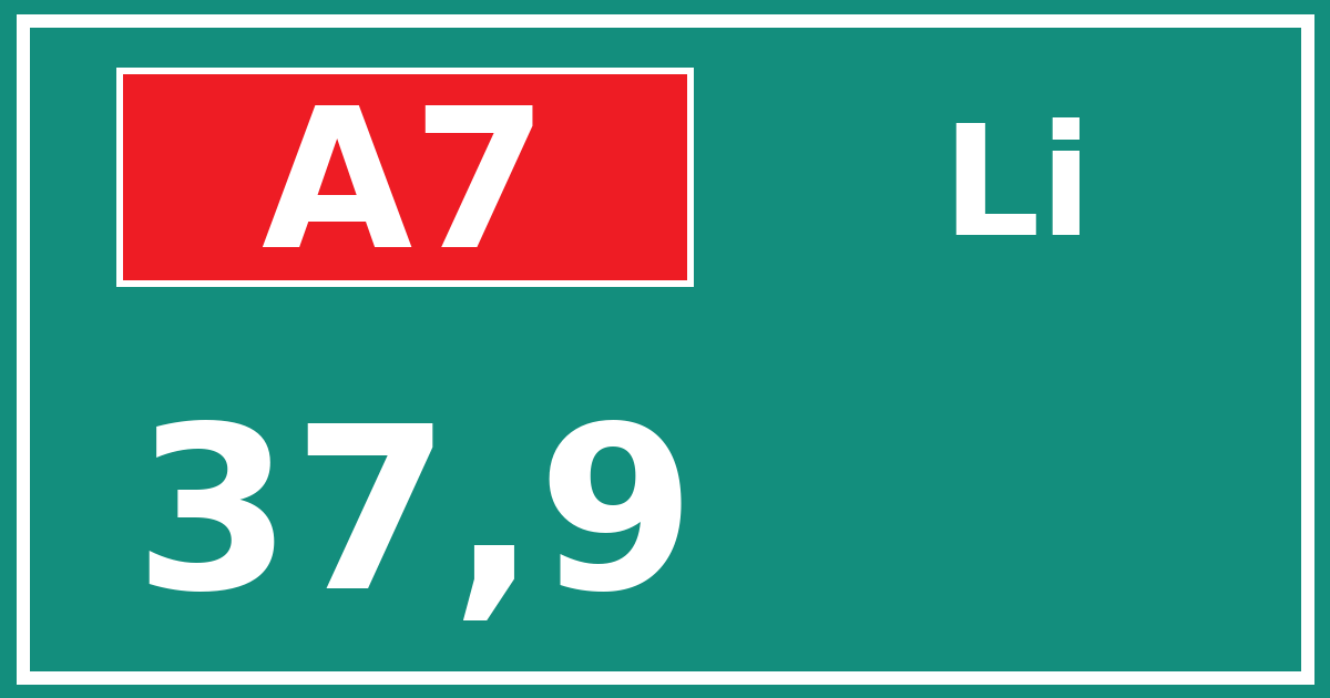 Hectometerbord A7 37,9 zijde Li