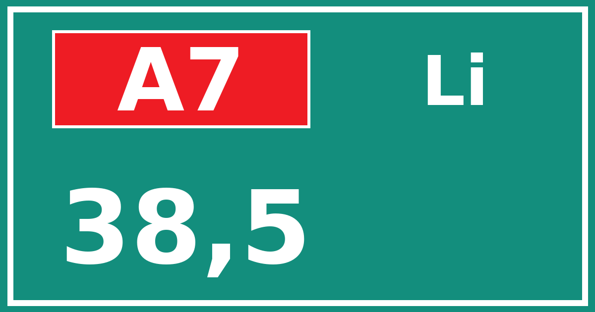 Hectometerbord A7 38,5 zijde Li