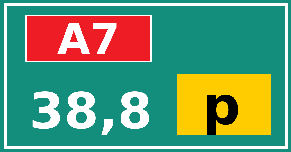 Hectometerbord A7 38,8 letter p