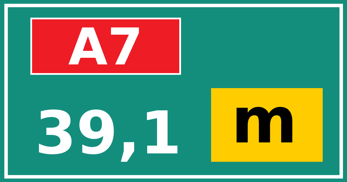 Hectometerbord A7 39,1 letter m