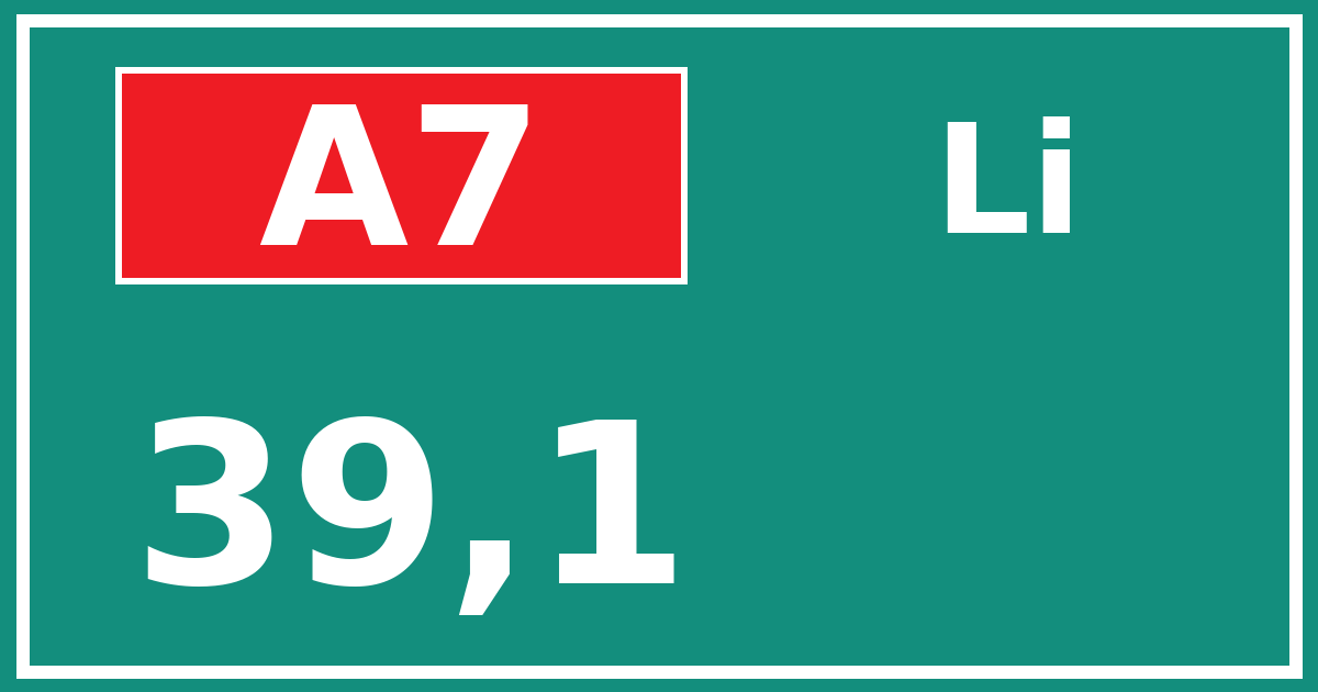Hectometerbord A7 39,1 zijde Li