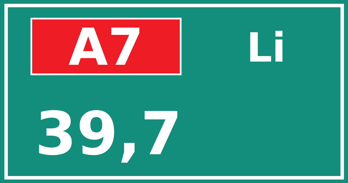 Hectometerbord A7 39,7 zijde Li