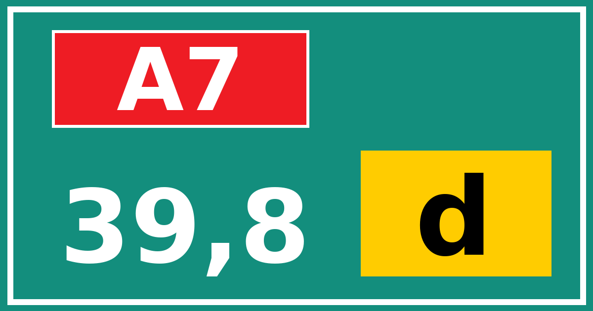 Hectometerbord A7 39,8 letter d