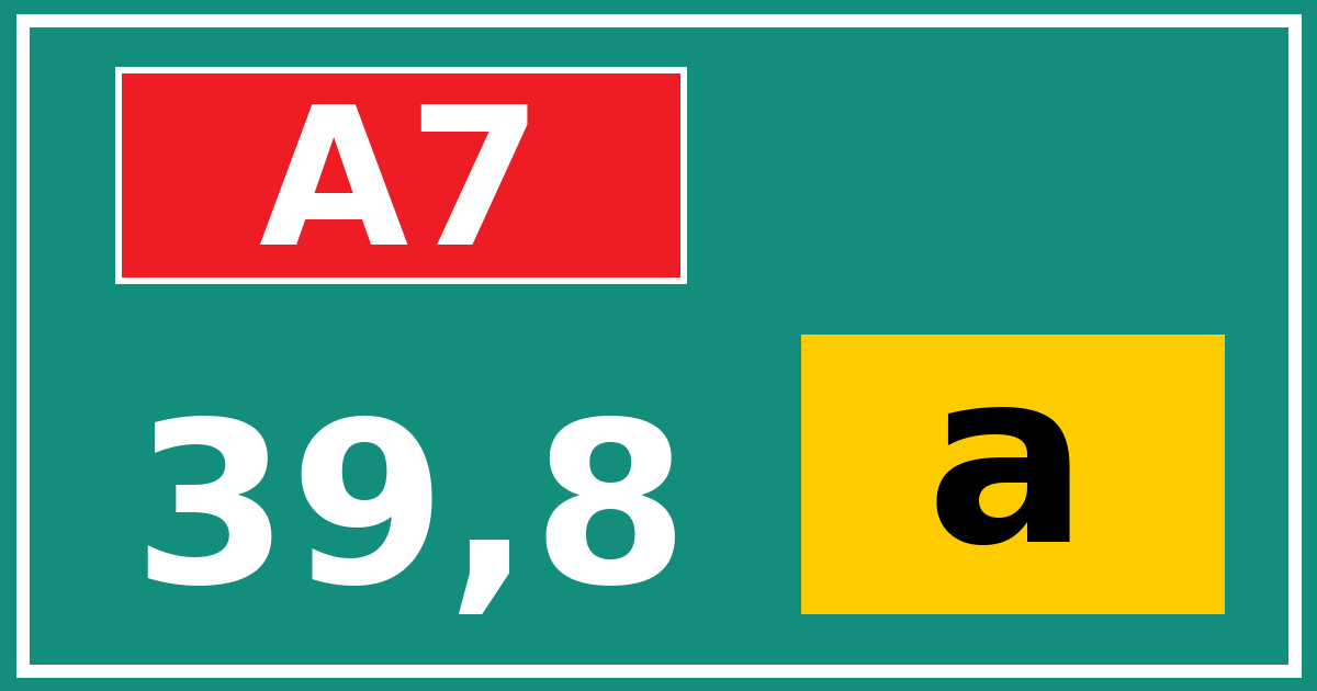 Hectometerbord A7 39,8 letter a