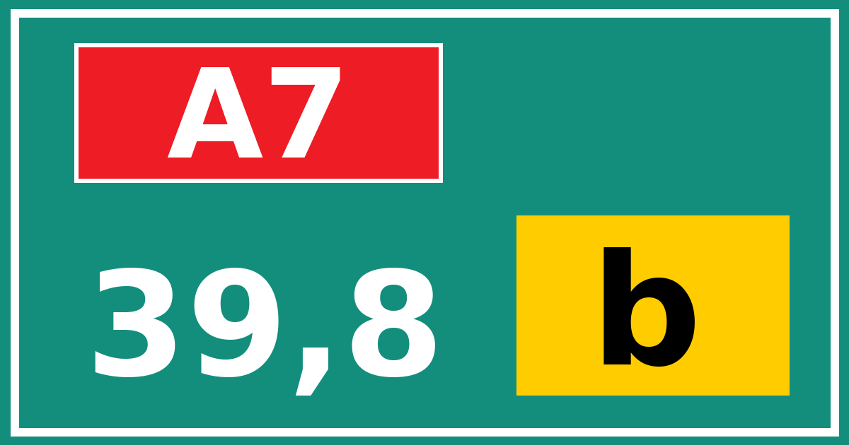 Hectometerbord A7 39,8 letter b