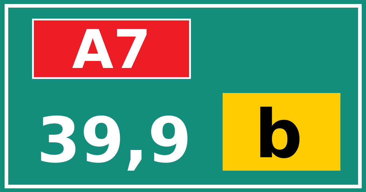 Hectometerbord A7 39,9 letter b