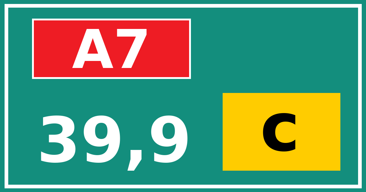 Hectometerbord A7 39,9 letter c