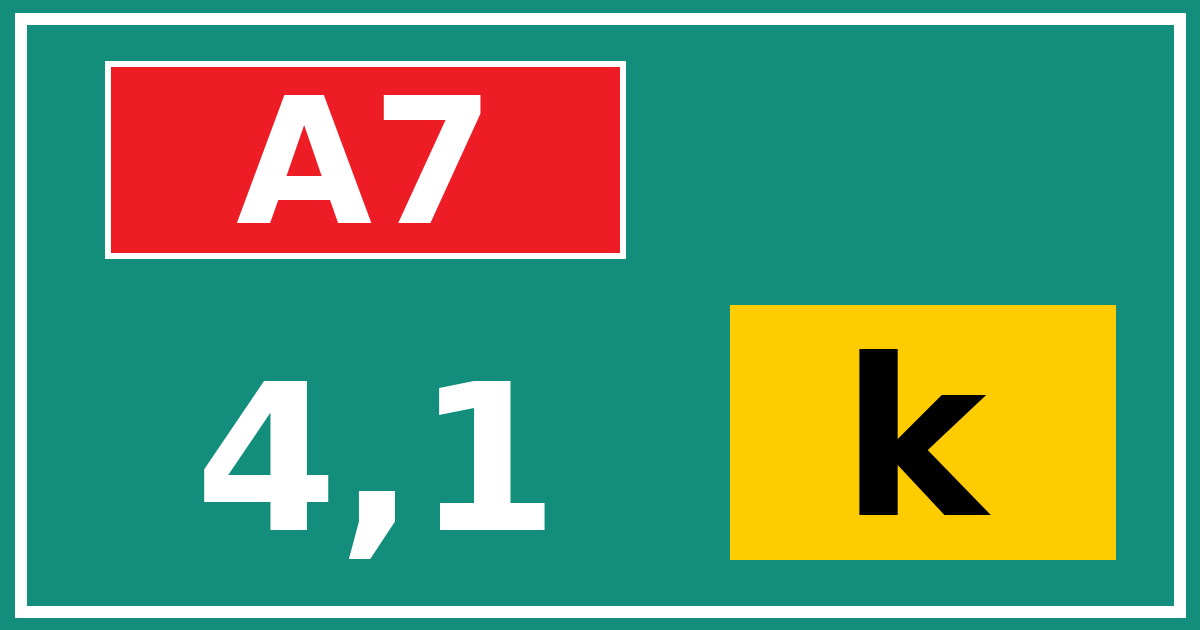 Hectometerbord A7 4,1 letter k