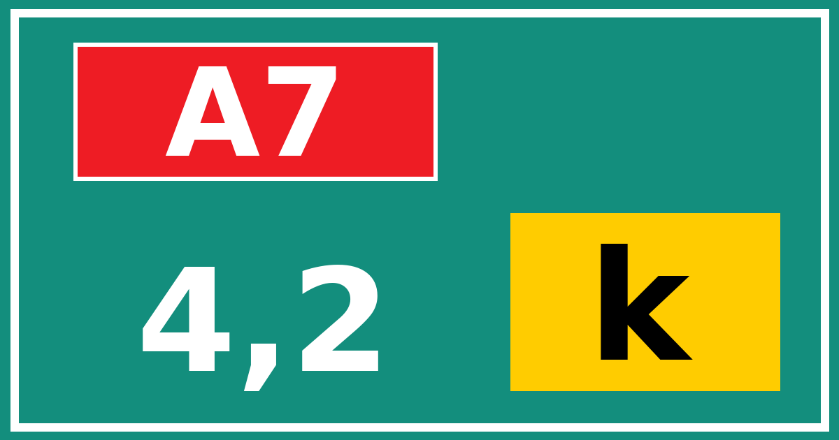 Hectometerbord A7 4,2 letter k