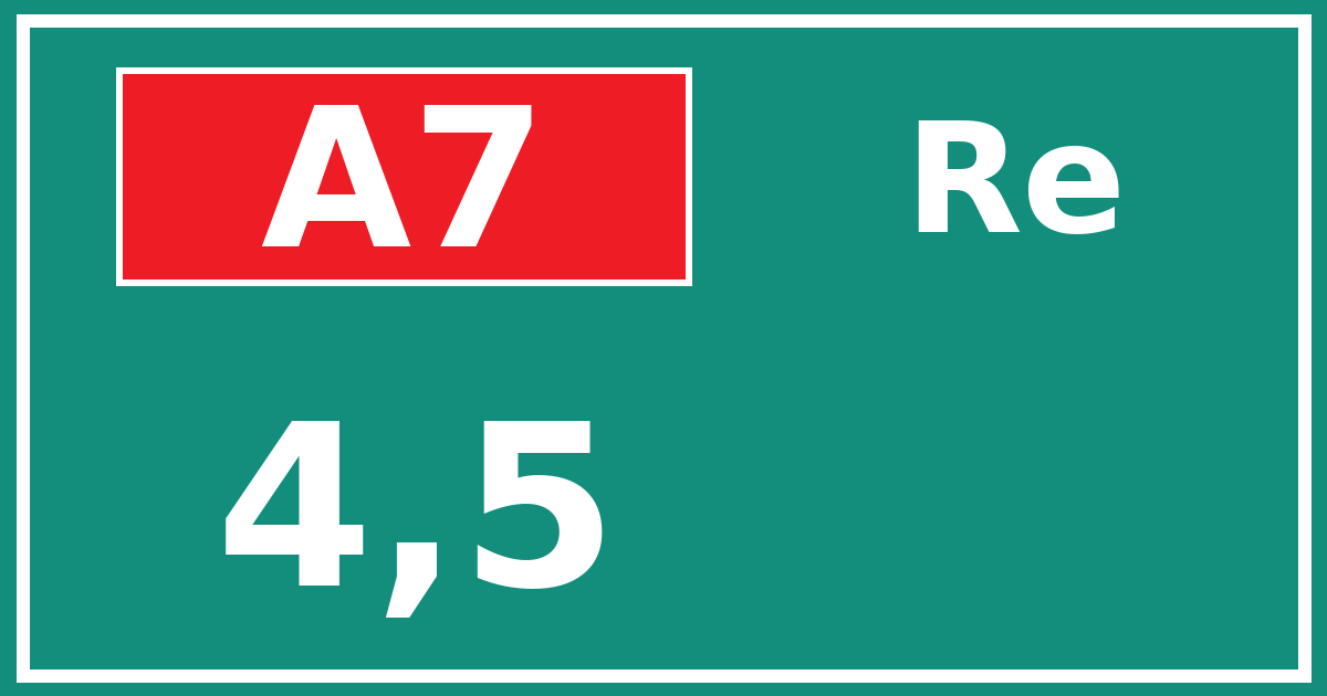 Hectometerbord A7 4,5 zijde Re