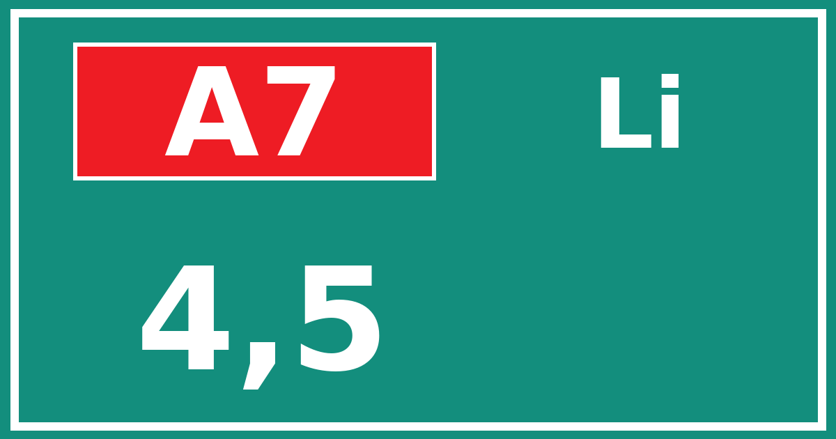 Hectometerbord A7 4,5 zijde Li