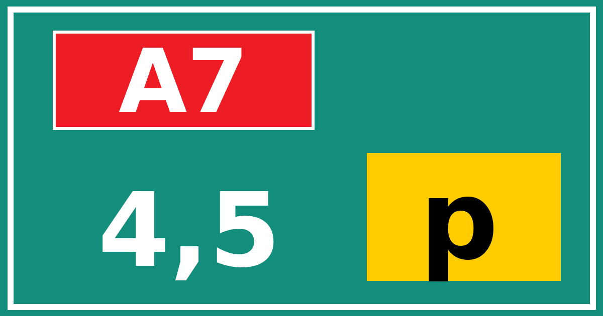 Hectometerbord A7 4,5 letter p