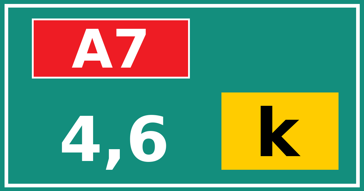 Hectometerbord A7 4,6 letter k