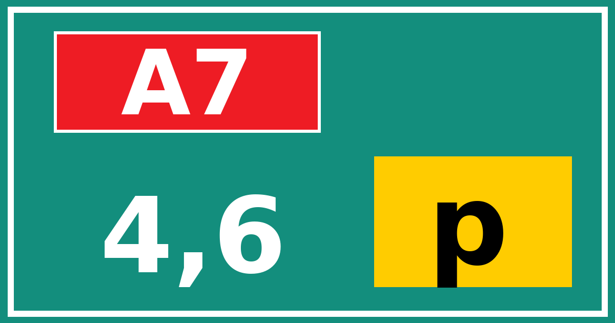 Hectometerbord A7 4,6 letter p