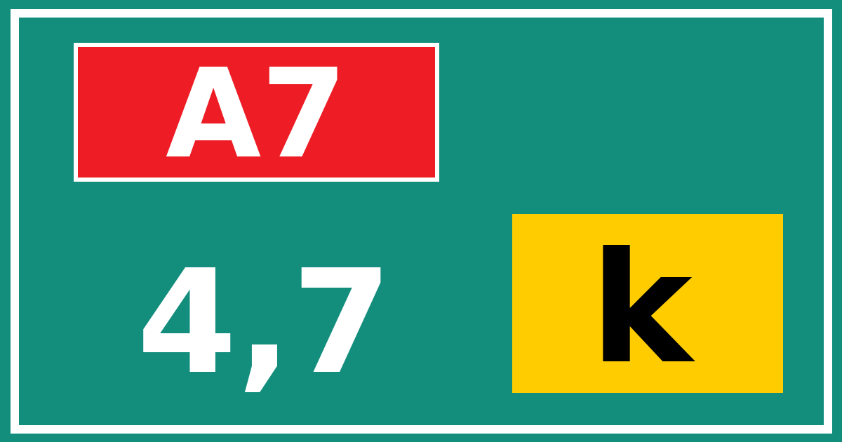 Hectometerbord A7 4,7 letter k