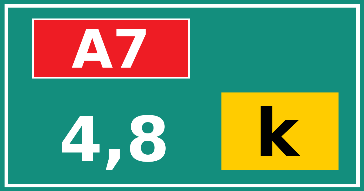 Hectometerbord A7 4,8 letter k