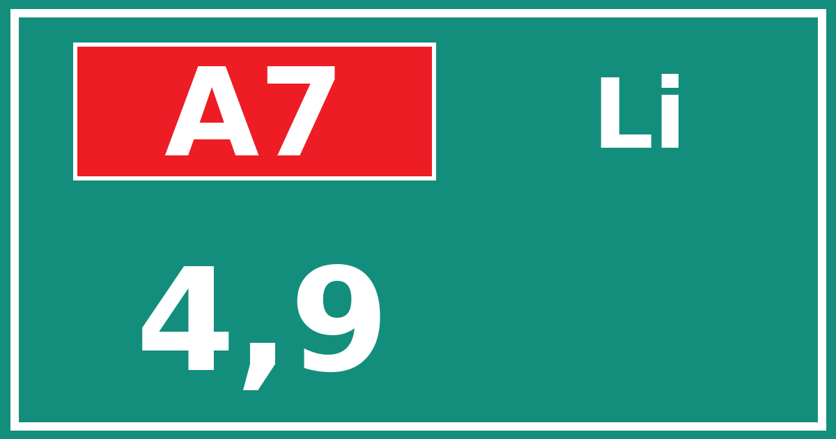 Hectometerbord A7 4,9 zijde Li