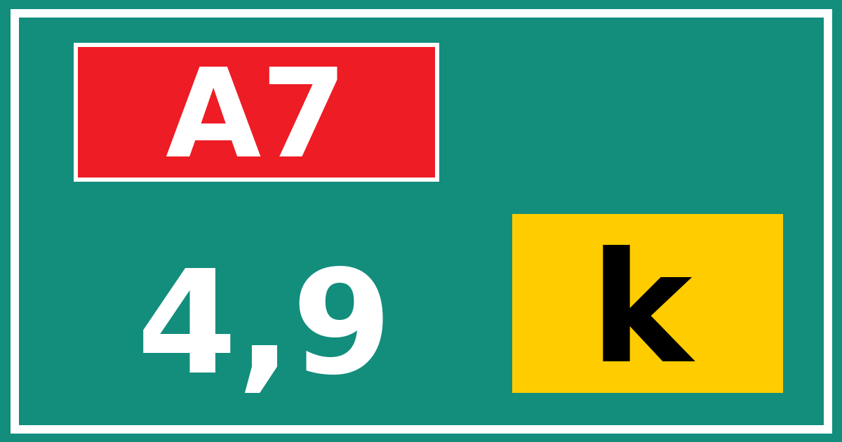 Hectometerbord A7 4,9 letter k