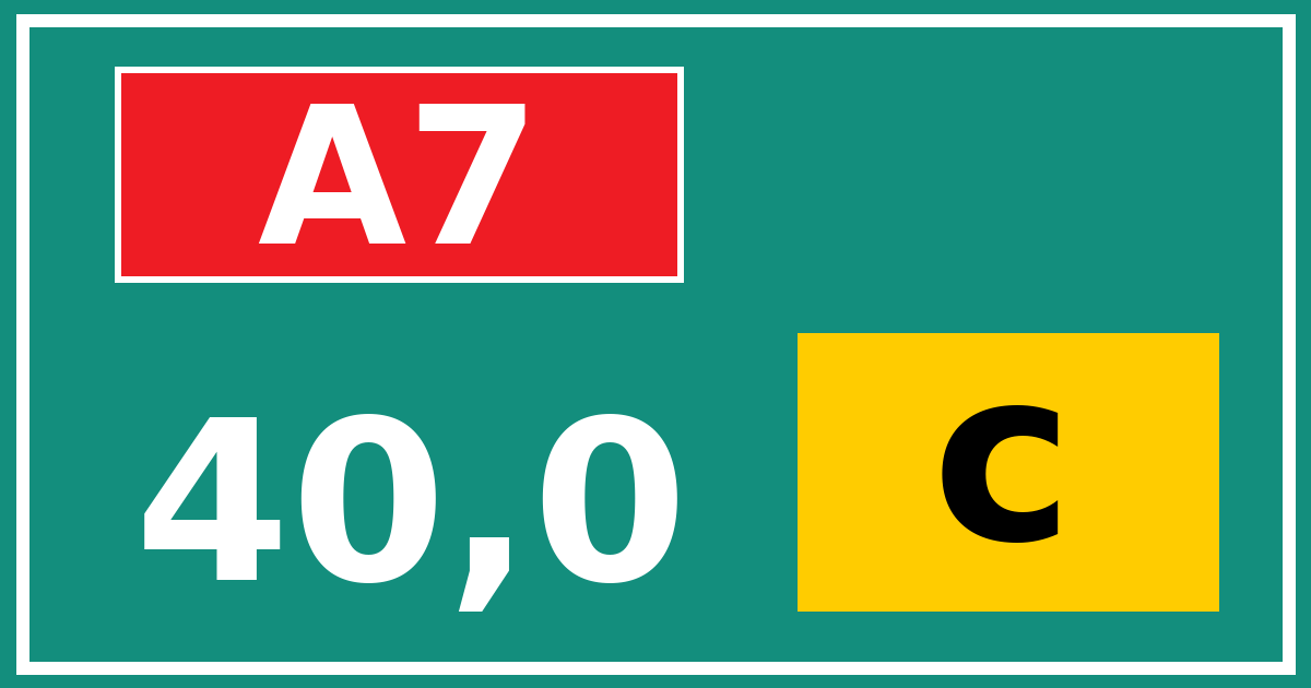 Hectometerbord A7 40,0 letter c