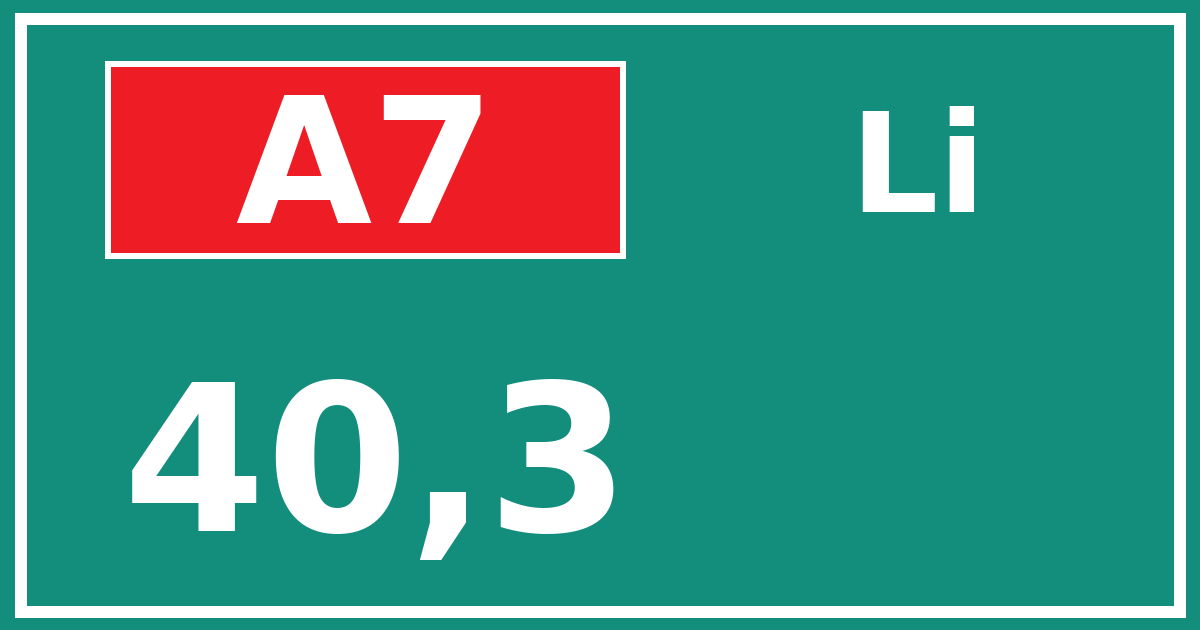 Hectometerbord A7 40,3 zijde Li