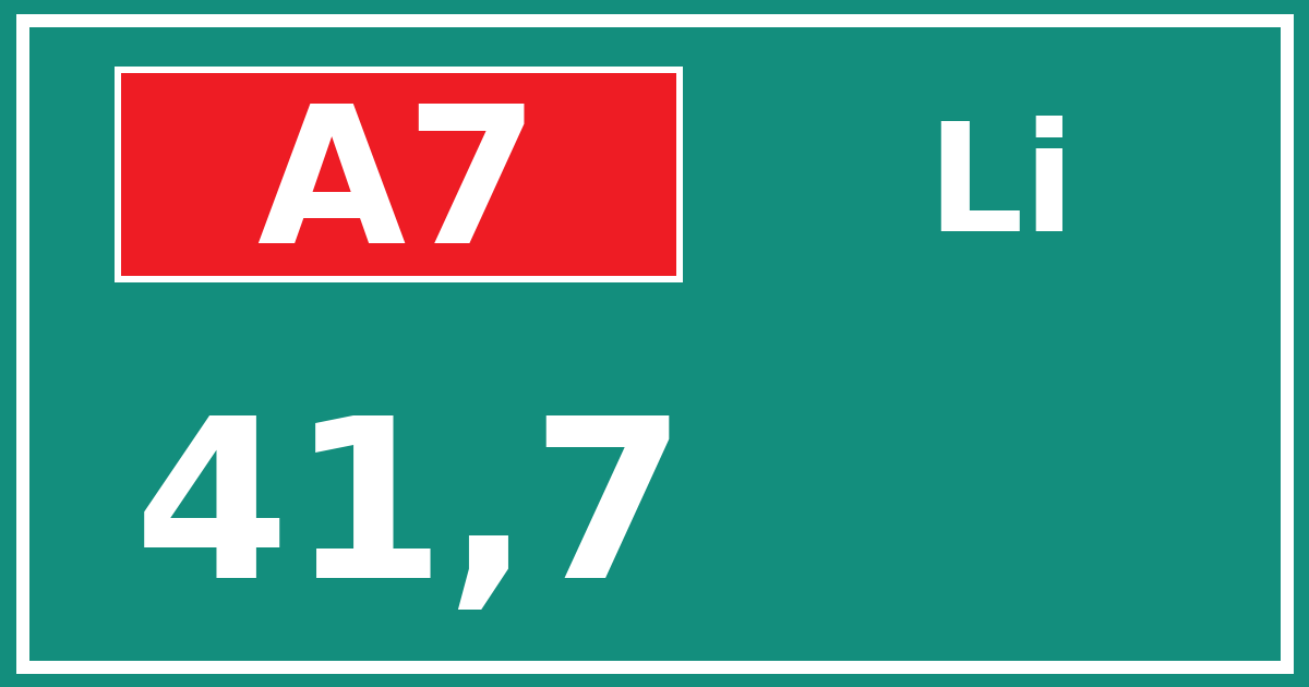 Hectometerbord A7 41,7 zijde Li