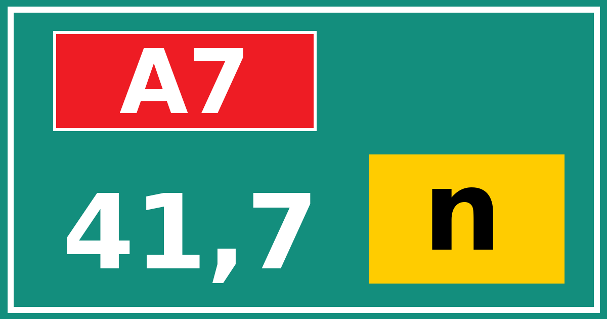 Hectometerbord A7 41,7 letter n