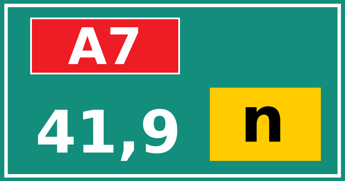 Hectometerbord A7 41,9 letter n