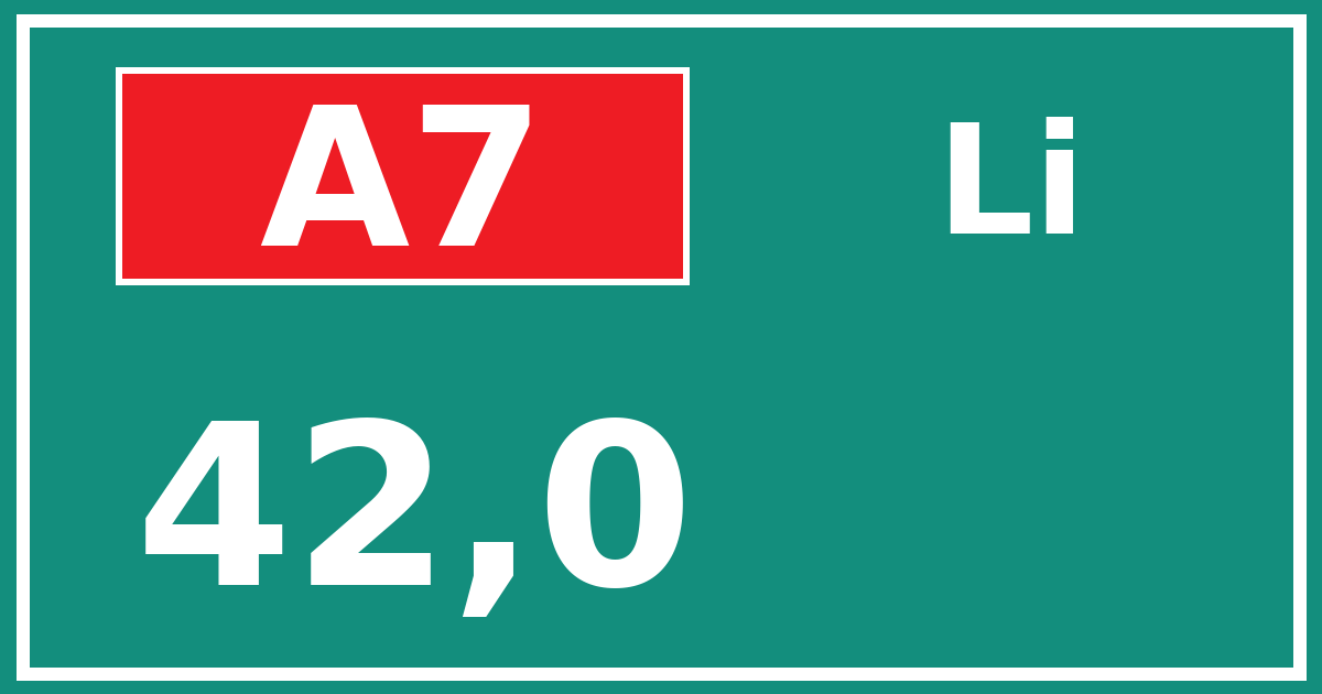 Hectometerbord A7 42,0 zijde Li