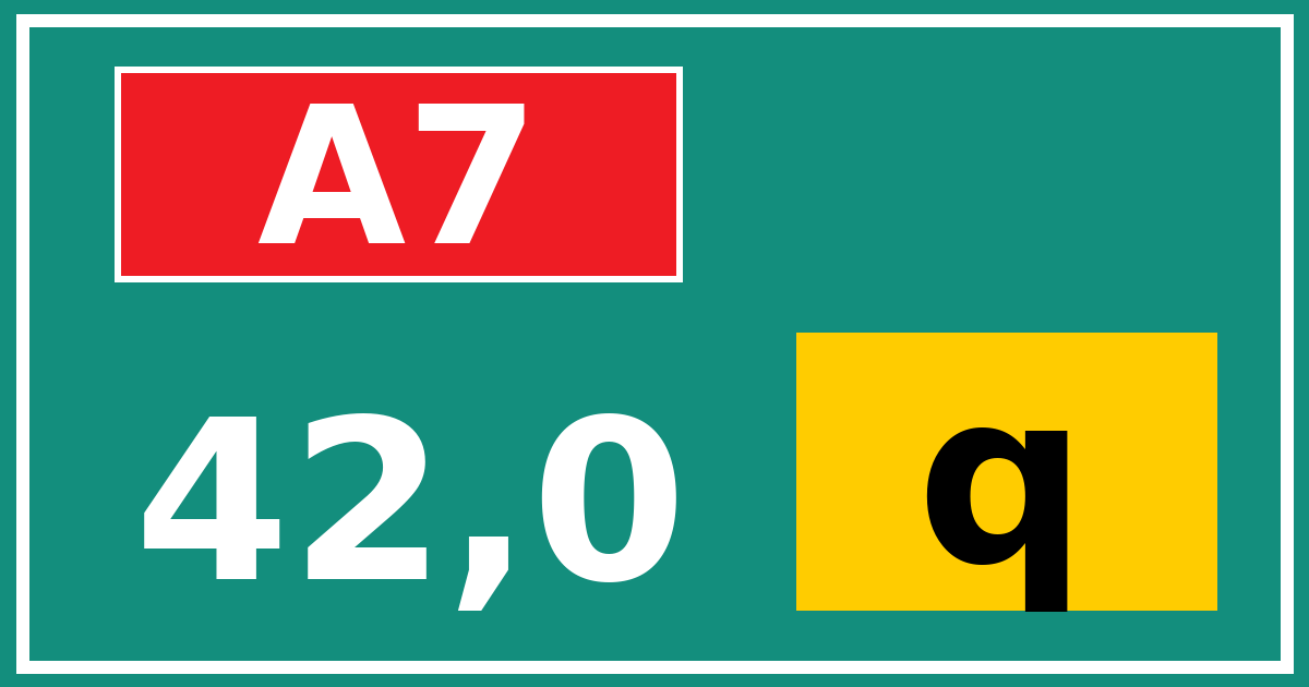 Hectometerbord A7 42,0 letter q