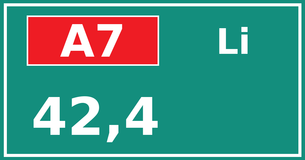 Hectometerbord A7 42,4 zijde Li