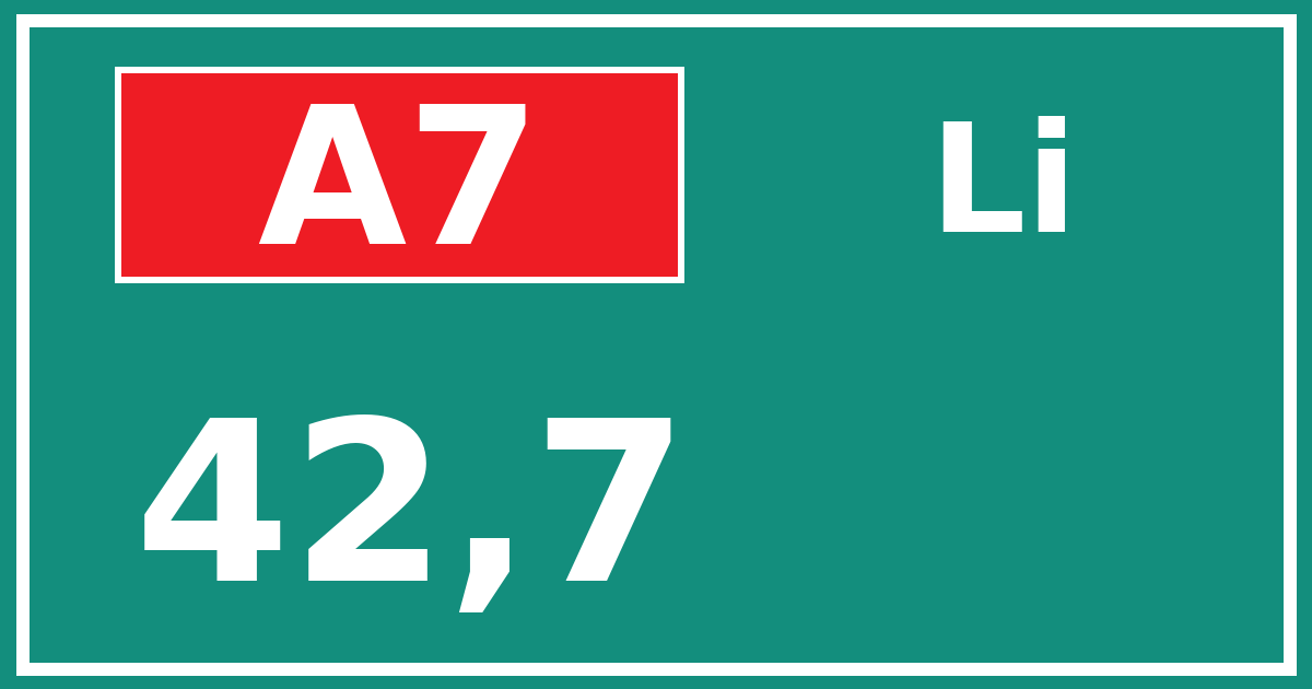 Hectometerbord A7 42,7 zijde Li