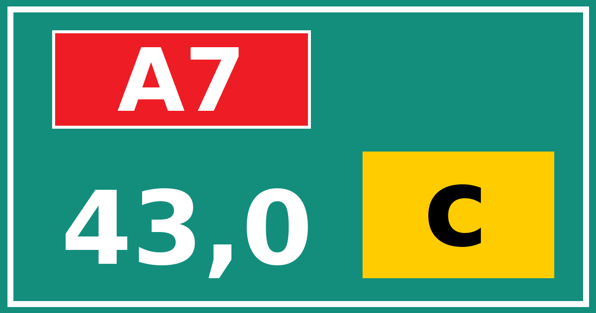 Hectometerbord A7 43,0 letter c