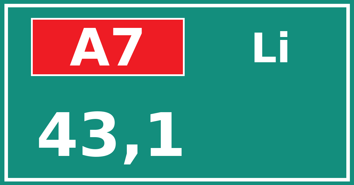 Hectometerbord A7 43,1 zijde Li