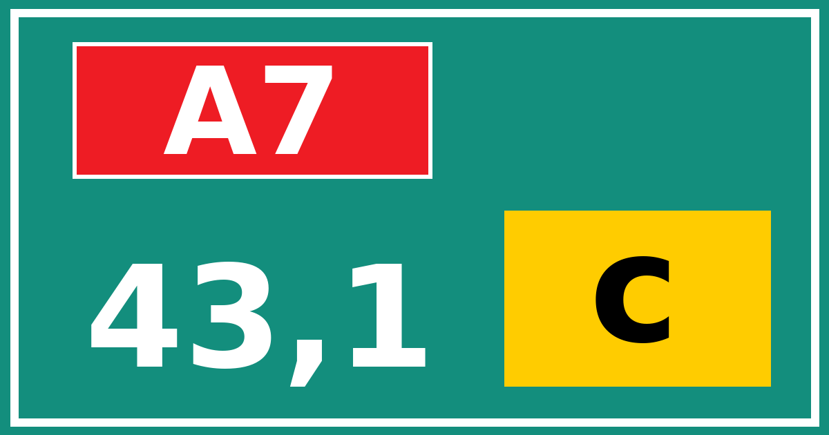 Hectometerbord A7 43,1 letter c