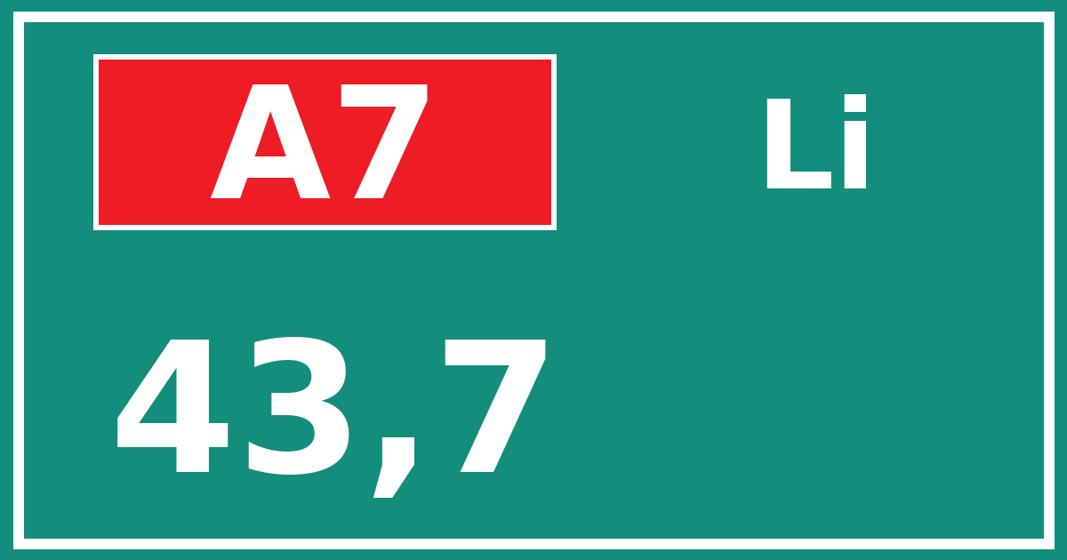 Hectometerbord A7 43,7 zijde Li