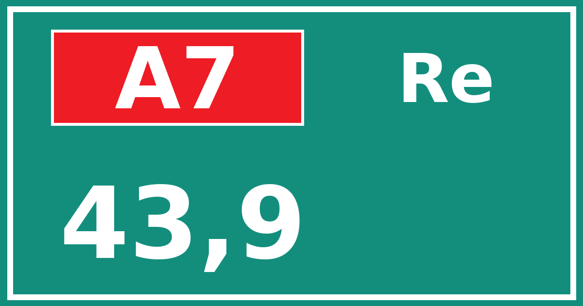 Hectometerbord A7 43,9 zijde Re