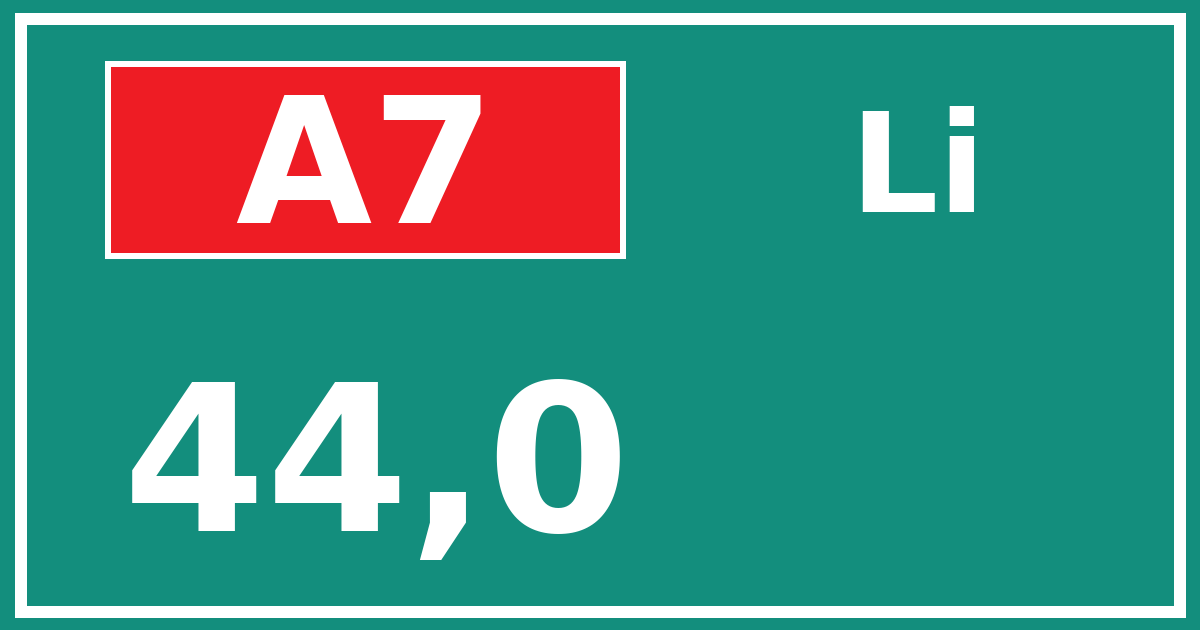 Hectometerbord A7 44,0 zijde Li