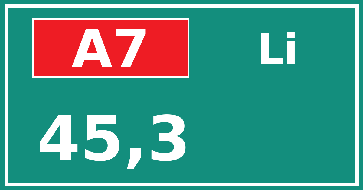 Hectometerbord A7 45,3 zijde Li