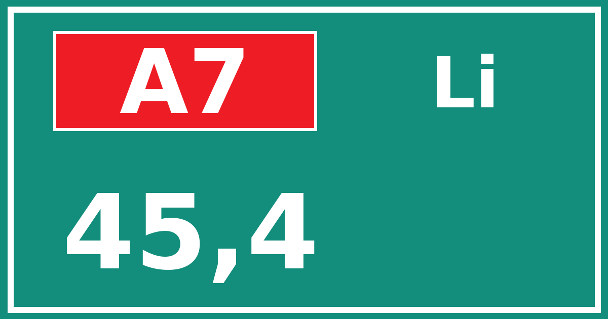 Hectometerbord A7 45,4 zijde Li