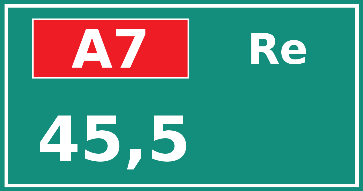 Hectometerbord A7 45,5 zijde Re