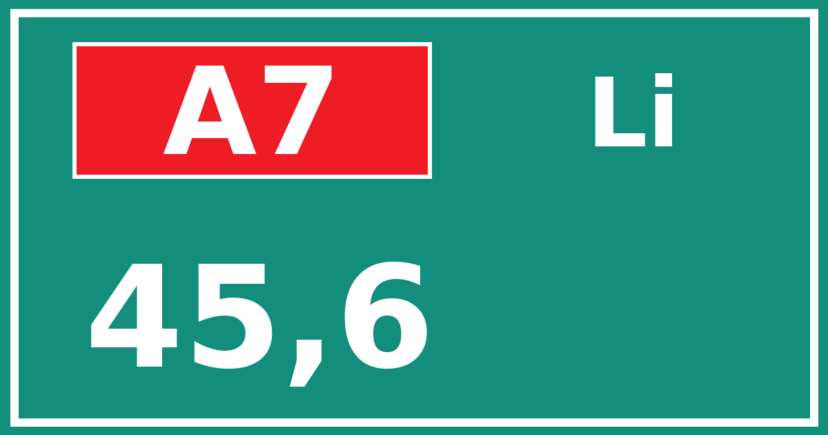 Hectometerbord A7 45,6 zijde Li