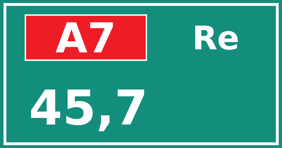 Hectometerbord A7 45,7 zijde Re
