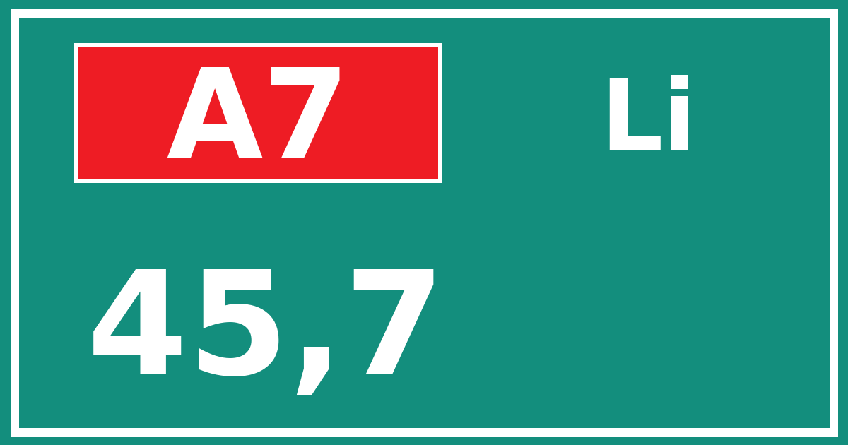 Hectometerbord A7 45,7 zijde Li