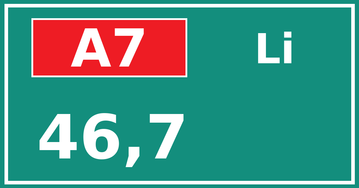 Hectometerbord A7 46,7 zijde Li