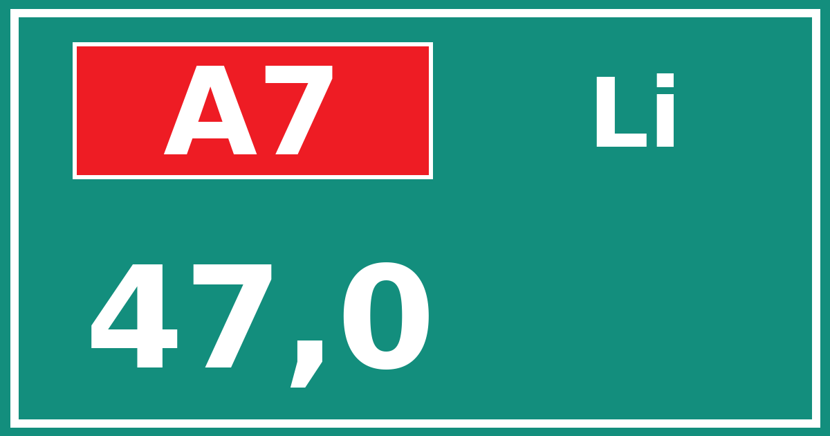 Hectometerbord A7 47,0 zijde Li