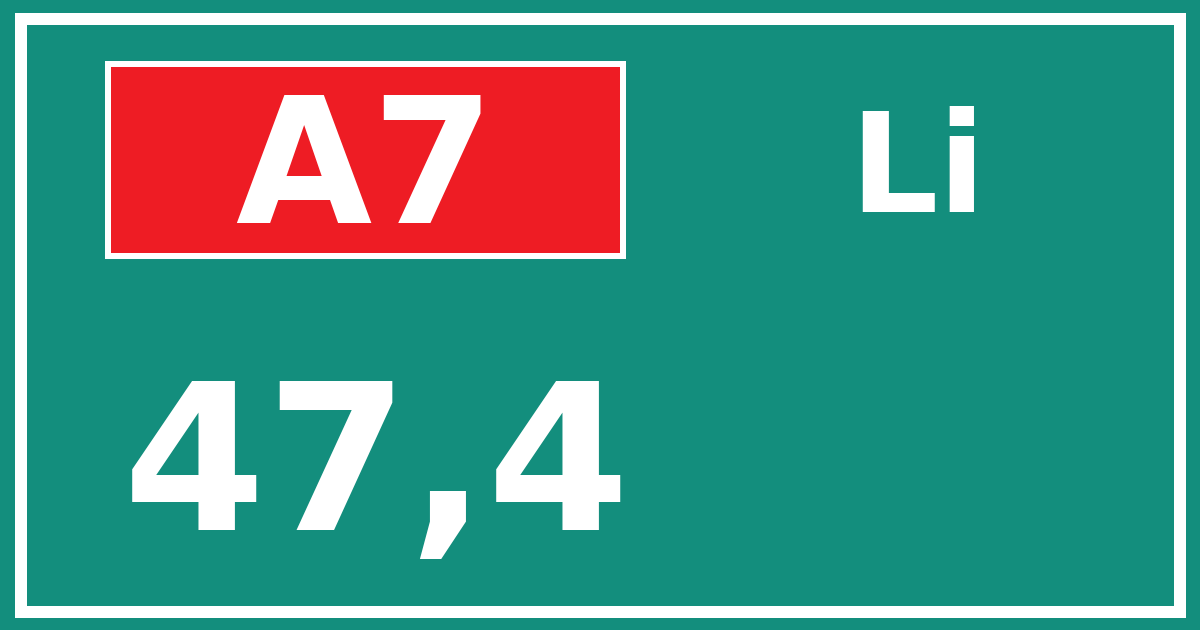 Hectometerbord A7 47,4 zijde Li