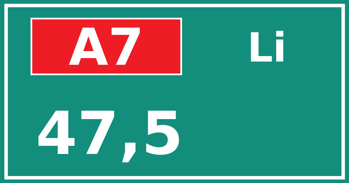 Hectometerbord A7 47,5 zijde Li