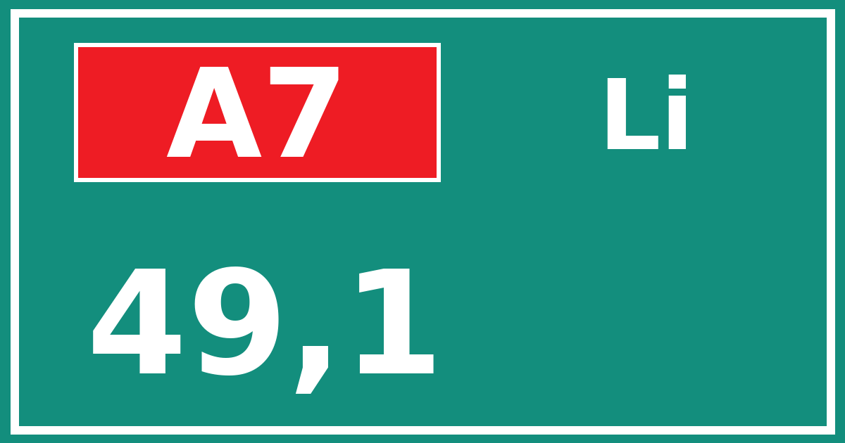 Hectometerbord A7 49,1 zijde Li